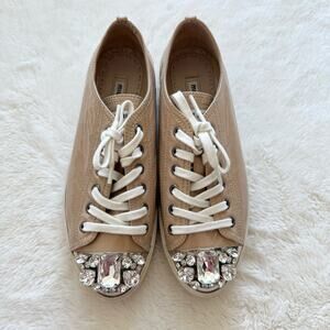 MIU MIU women patent leather sneakers with crystals size 37.5 Authentic